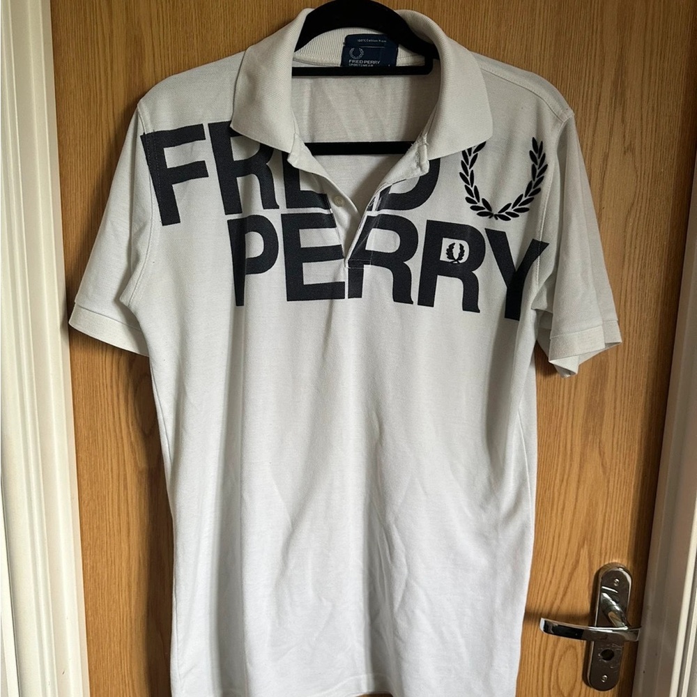 Fred Perry White Polo Shirt with Black Logo